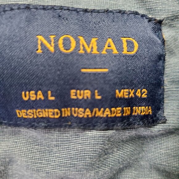 Nomad Shirt Mens Large Blue Surfer Graphic Button Down Short Sleeve Lightweight - Picture 2 of 7